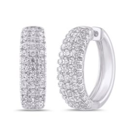 2.00 C.T. TW Round Cut Diamond Hoop Earrings in 14K Gold