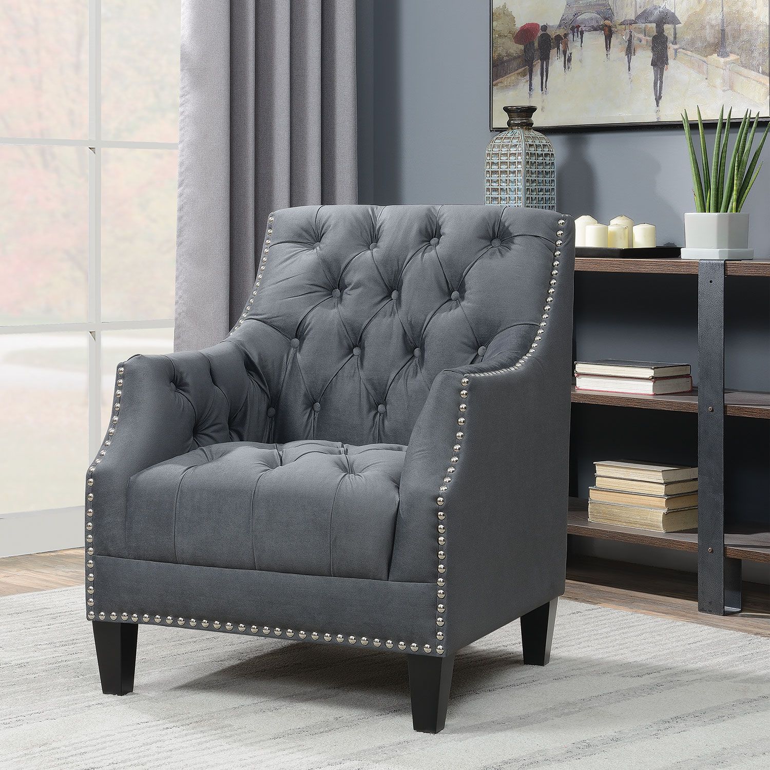Perry Button-Tufted Accent Chair