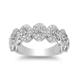 Superior Quality VS Collection 1.95 CT T.W. Oval Shaped Diamond Halo Band in 18K White Gold (I, VS2)