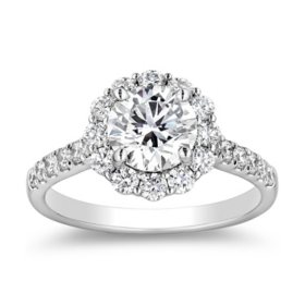 1.70 CT. T.W. Round Cut Diamond Halo Ring in 18K Gold
