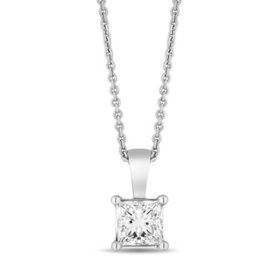 Princess Cut Solitaire Diamond Pendant in 18K Gold