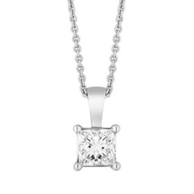 Princess Shaped Diamond Solitaire Pendant in 18K Gold
