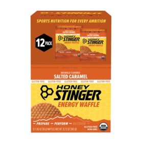 Honey Stinger Gluten Free Salted Caramel Waffle Organic Healthy Snack 12 ct.