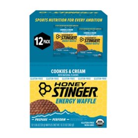 Honey Stinger Organic Gluten-Free Cookies and Cream Waffles (12 ct.)