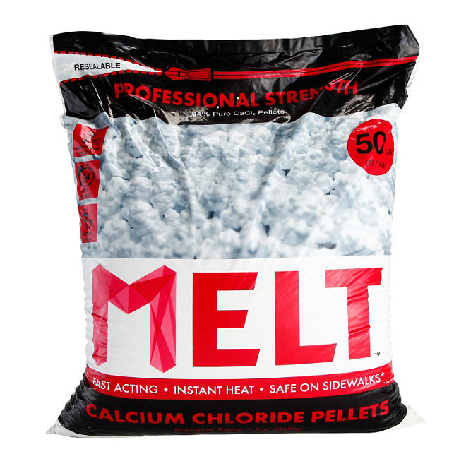 50 lb. MELT Professional Strength Calcium Chloride Pellets Ice Melter - Re-Sealable Bag