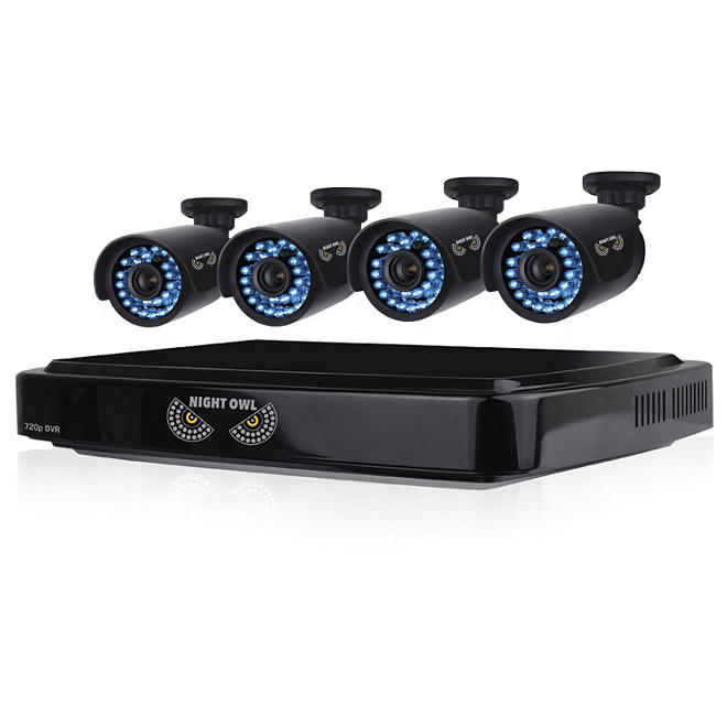Night Owl 8 Channel 720p Security System with 1TB Hard Drive, 4 720p Bullet Cameras, and 100' Night Vision