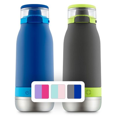 Ello Guardian 14 oz Vacuum Insulated Water Bottles 2 pack BLUE/GREY