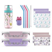  Ello 13-Piece Kids Food Storage, Straws and Water Bottle Lunch Pack Set (Assorted Colors)