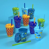 Ello Kids 16-Ounce Color Changing Tumblers with Lids and Straws, 10 Pack (Assorted Colors)