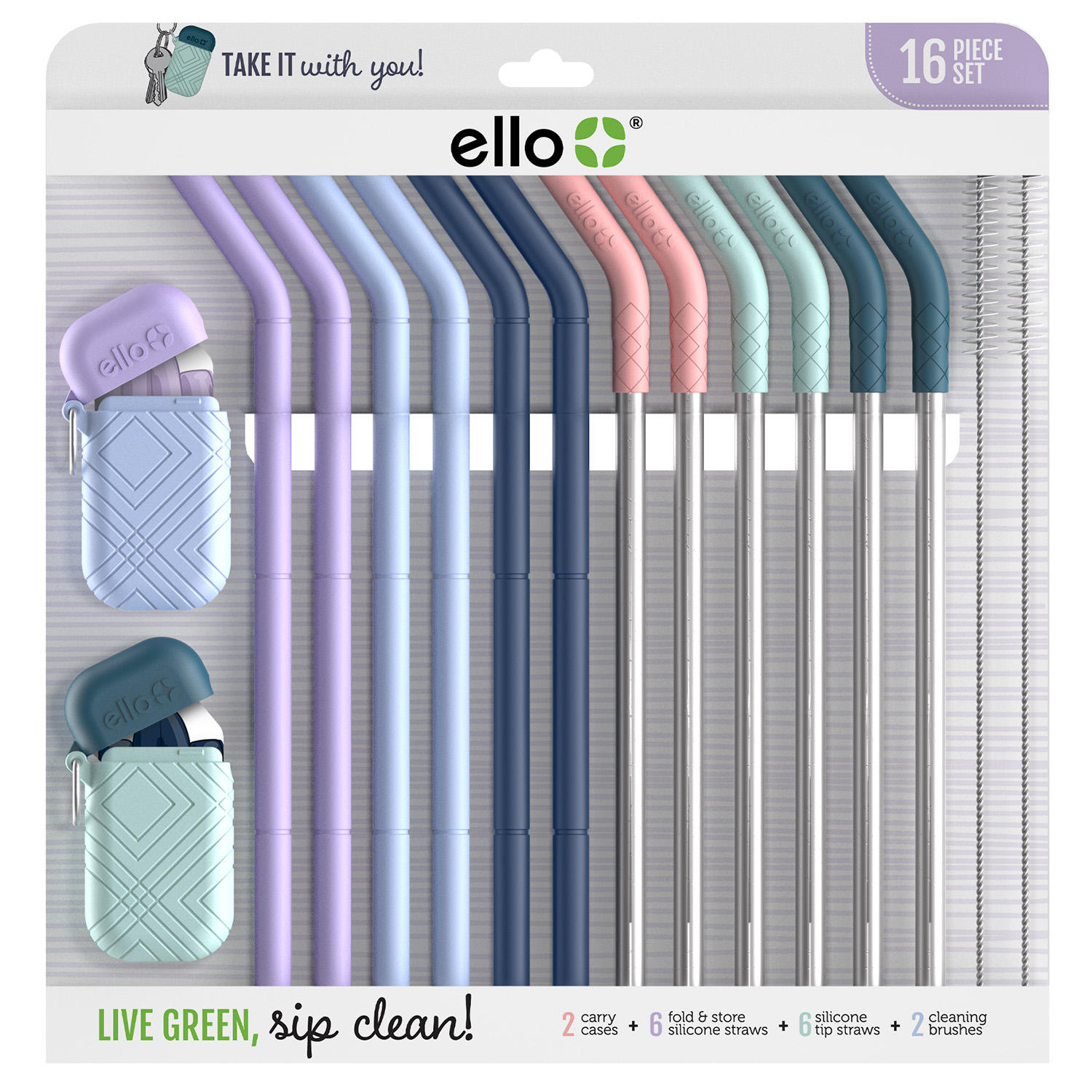 Ello’s 16 Piece Reusable Straw Set