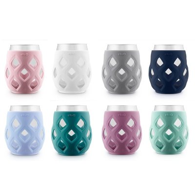 Ello Cru 17 oz. Stemless Glass Wine Set with Silicone Protection