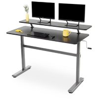 55" Standing Desk with Shelf + Hand Crank, Assorted Colors