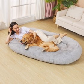 Fond + Found Large Cozy Plush Human Dog Bed, 68" x 38" x 10"