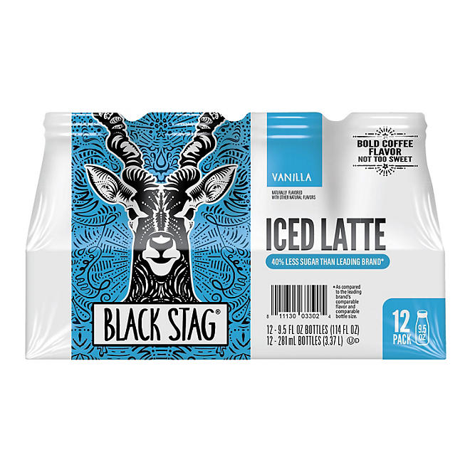 Black Stag Iced Latte, Vanilla Flavored, Ready to Drink 9.5 fl. oz., 12 pk.