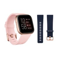 Fitbit Versa 2 Smartwatch Copper Rose (Petal) with Bonus Bands (Navy)