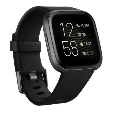 S & L Bands Fitbit Versa 2 FB507BKBK Health Fitness Smartwatch Black/Carbon 