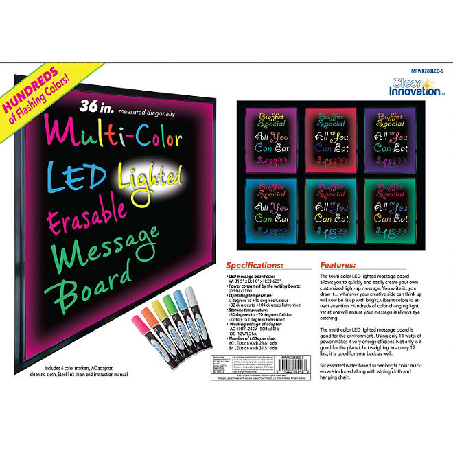 Clear Innovation Multi-Color LED Lighted Message Board