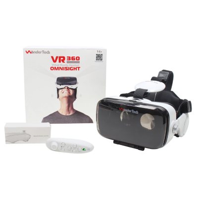 WonderTech Virtual Reality Headset + Built-in Headphones + Gaming Bluetooth Remote Controller