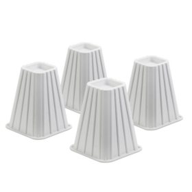 White Square Bed Risers, 8", Set of 4