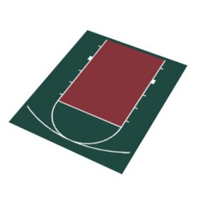 Duraplay Basketball Half Court - Hunter Green and Burgundy (Choose Your Size)