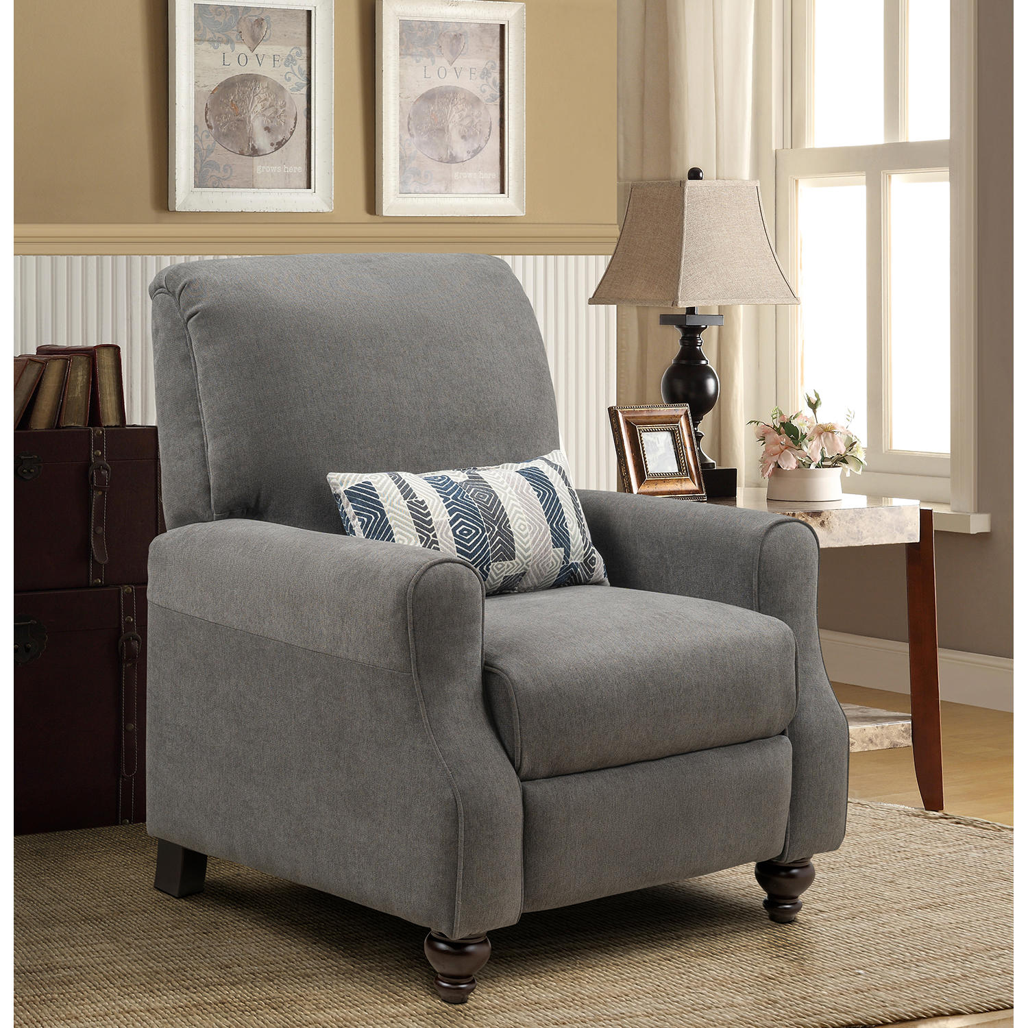 Shelby High Leg Recliner with Kidney Accent Pillow
