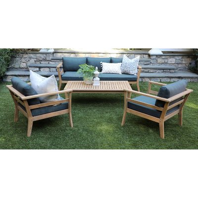 Canopy Home and Garden Bismark 4 Piece Teak Seating Set with Sunbrella Fabric