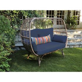 Juniper Double Egg Chair with Sunbrella Fabric - Spectrum Indigo