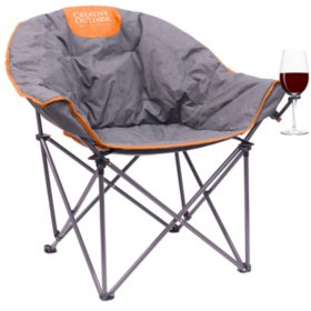 Creative Outdoor Deluxe Bucket Moon Folding Chair With Wine Glass