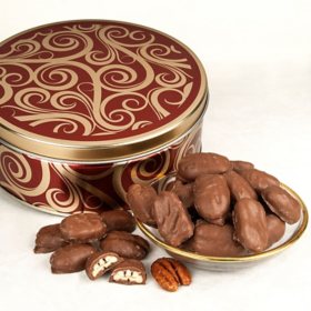 Milk Chocolate Glazed Pecans Gift Tin 26 oz.