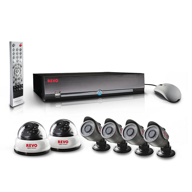 REVO America 8 Channel Surveillance System, 2 540 TVL Dome cameras, 4 540 TVL Bullet cameras