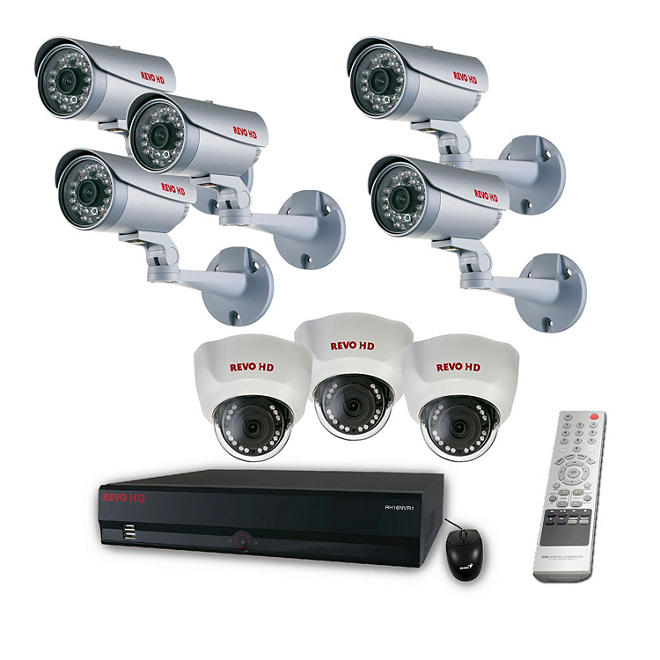 Revo 16 Channel HD NVR Security System with 4TB HDD, 8 1080P HD cameras, and 120' Night Vision