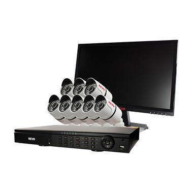 Revo 16 Channel 1080p HD Security System with, 22” LED Monitor, 2TB HDD, 8 1080p Bullet Cameras, with 100′ Night Vision