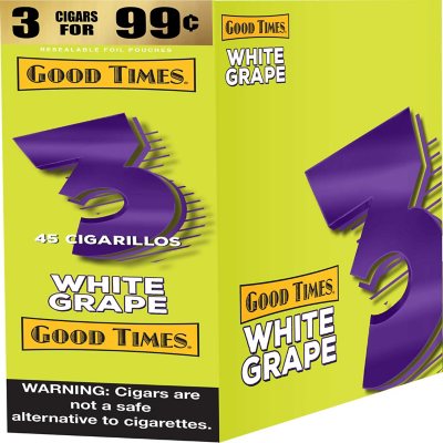 Good Times White Grape Cigars, Pre-Priced 3 for $0.99, 3 ct., 15 pk.