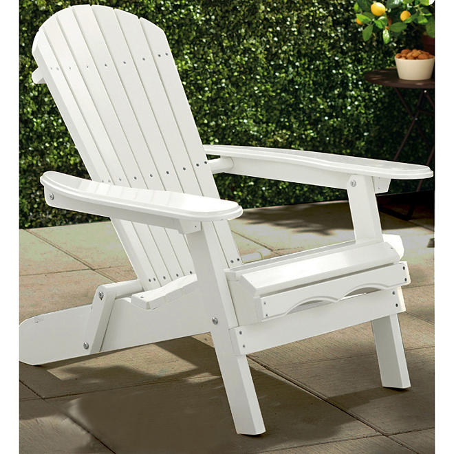 Simple Acacia Adirondack Chair, White
