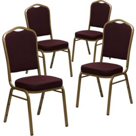 Fabric Crown Back Banquet Chair, Burgundy - 4 Pack