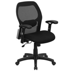 Flash Furniture Mid-Back Super Mesh Fabric Office Chair, Black