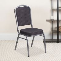 Flash Furniture Fabric Banquet Stack Chair with Silver Frame, Black (Select Quantity)