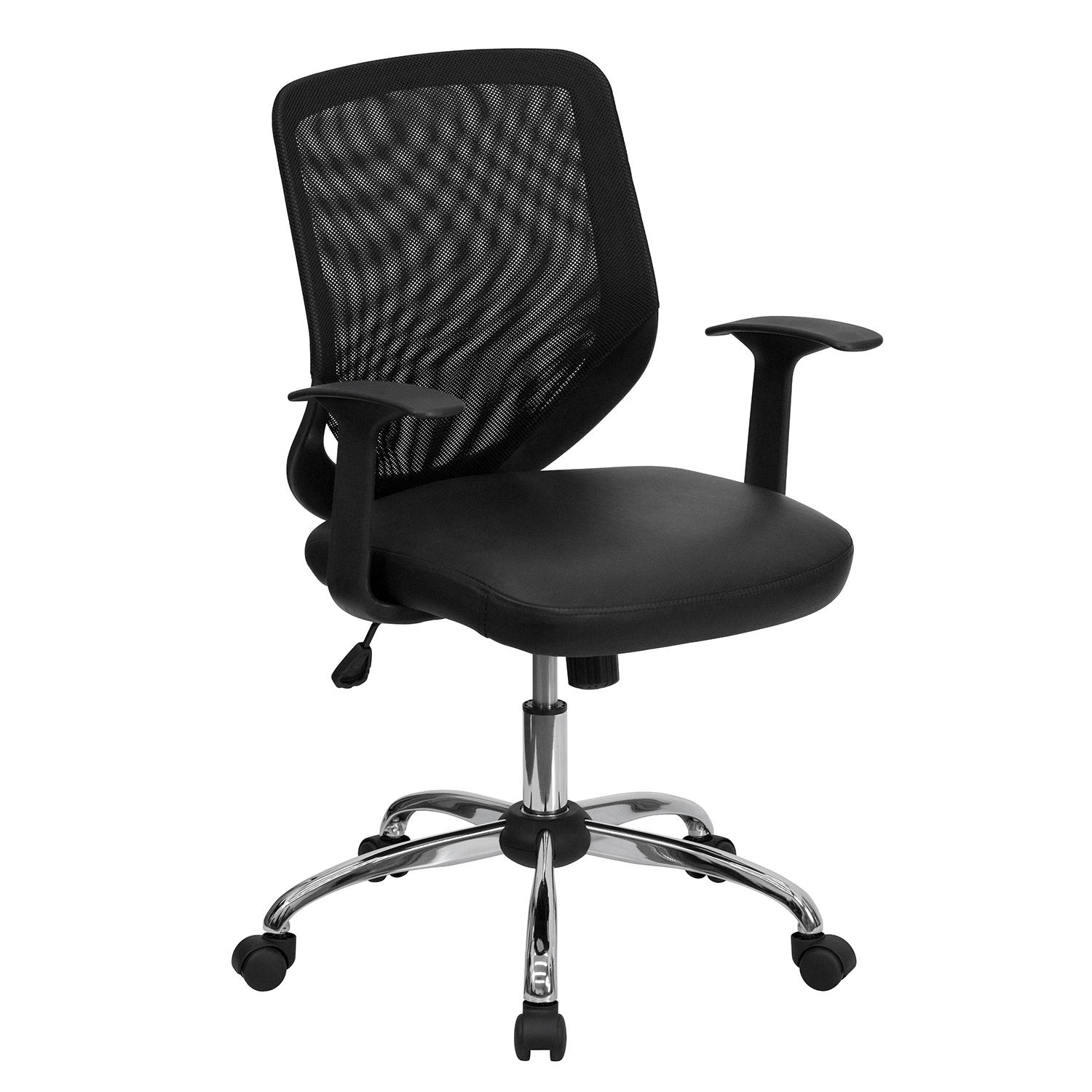 Flash Furniture Mesh Back with Leather Seat Office Chair, Black