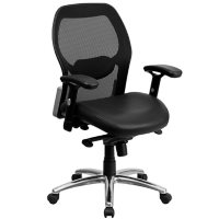 Ergonomic Mesh Office Chair with Black Leather Seat