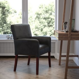 Flash Furniture Leather Executive Reception Chair, Black