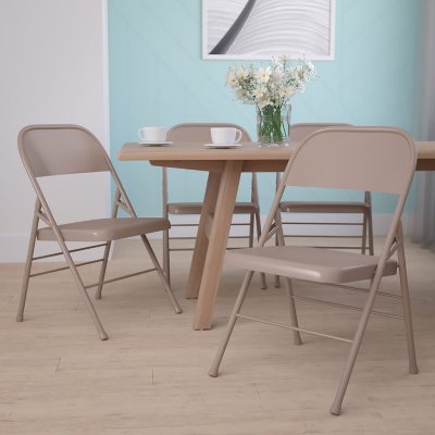 Hercules Metal Folding Chairs, Beige 