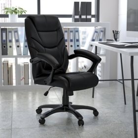 Flash Furniture High-Back Leather Executive Office Chair, Black