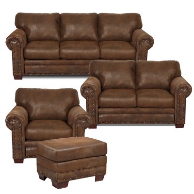 Buckskin Nailhead 4-Piece Living Room Set - Sam's Club