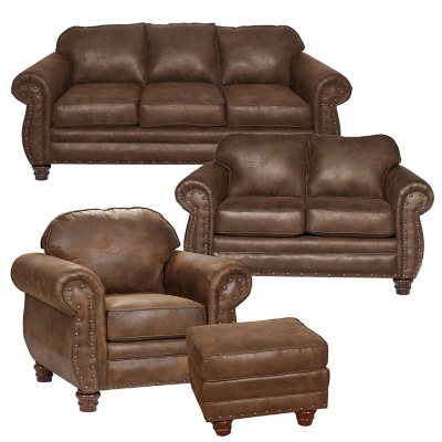 Sedona Nailhead Living Room Set 4 Pc Sam S Club