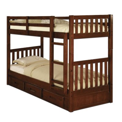 savannah wooden bunk bed with drawers