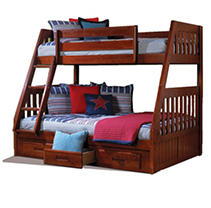 Twin/Full Bunk Bed with 3 Drawer Storage – Merlot