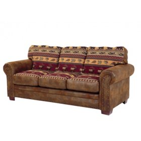Sierra Lodge Rustic Faux-Leather Sleeper Sofa