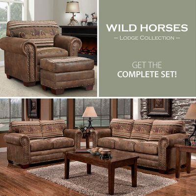 Wild Horses Sleeper Sofa Loveseat Chair And Ottoman 4 Piece Set Sam S Club