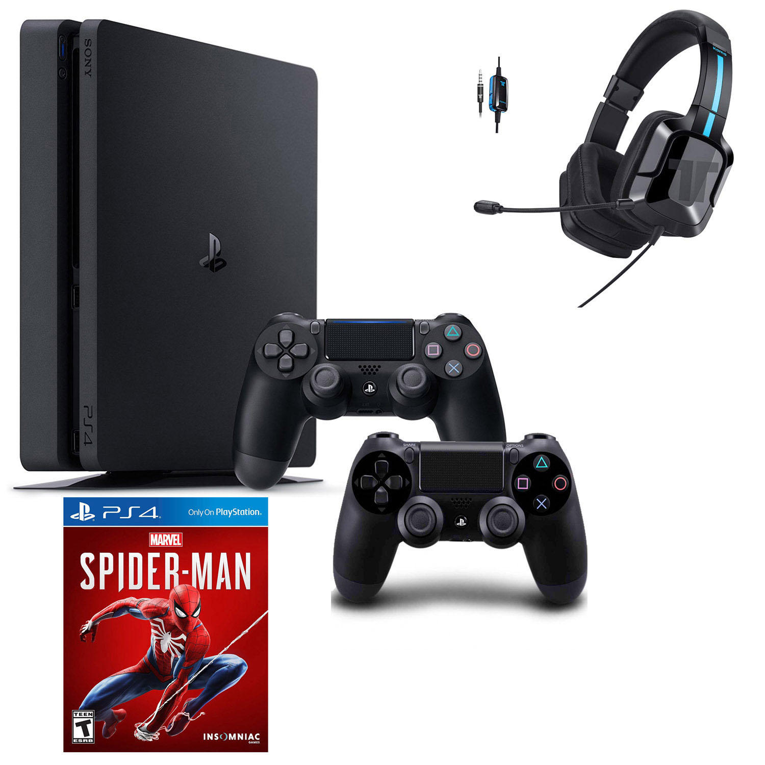 PlayStation 4 1TB System with Spider-Man + Black DS4 + Wired Headset