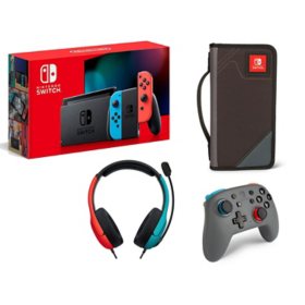 Nintendo Switch Neon with Wired Headset, Nano Wireless Controller, and Folio Case